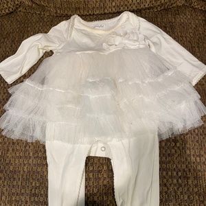 0-3 month white tutu one-piece baby girl